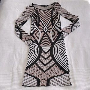 AKIRA Chicago Patterned Geometric Bodycon Dress, Size M/L